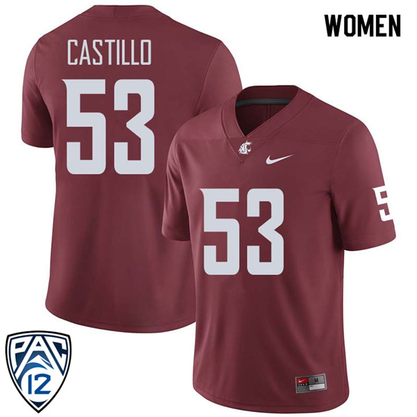 Women #53 Anthony Castillo Washington State Cougars College Football Jerseys Sale-Crimson